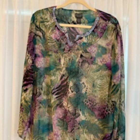 Chicos Print Blouse. XL Size 2 - Picture 3 of 4